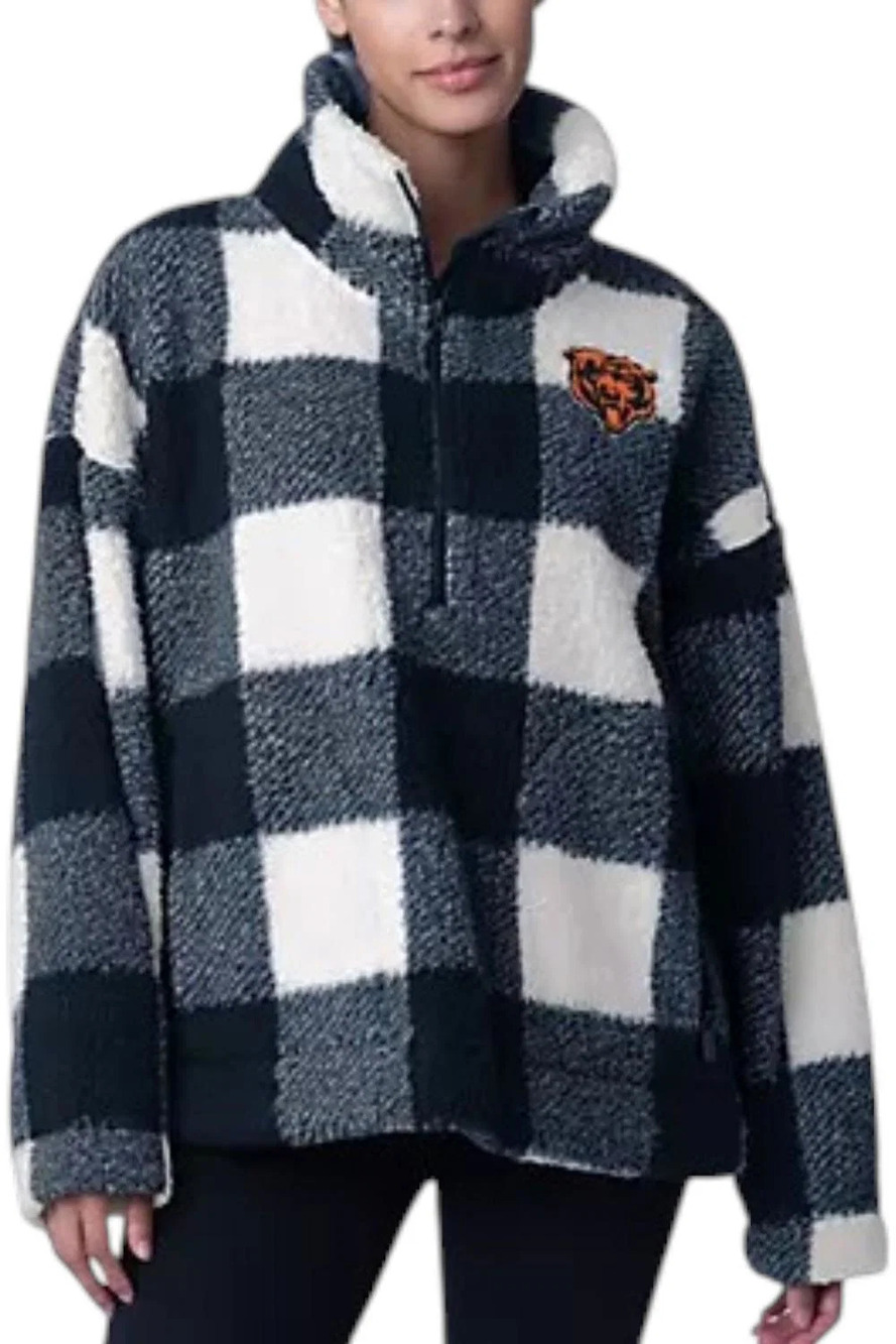 NFL Women's Buffalo Plaid Half Zip Pullover Bears - Regular